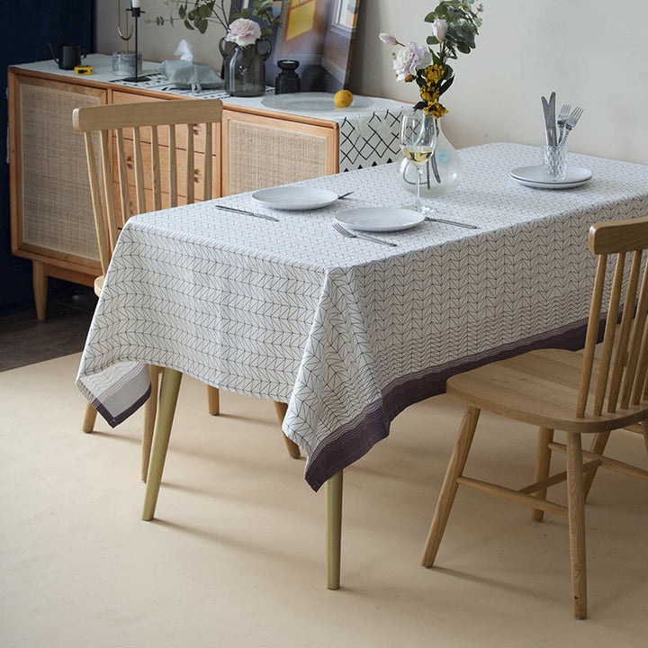 Floral cotton-mix tablecloth with botanical print and easy-care coating