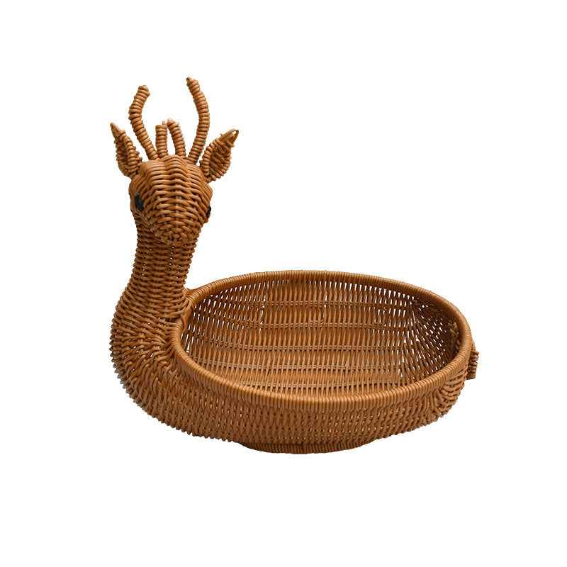 Decorative Woven Animal-Shaped Serving Tray
