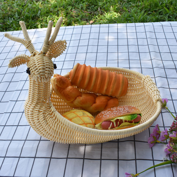 Decorative Woven Animal-Shaped Serving Tray