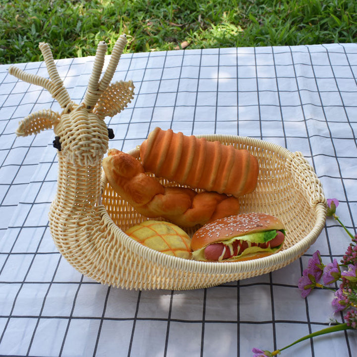 Decorative Woven Animal-Shaped Serving Tray