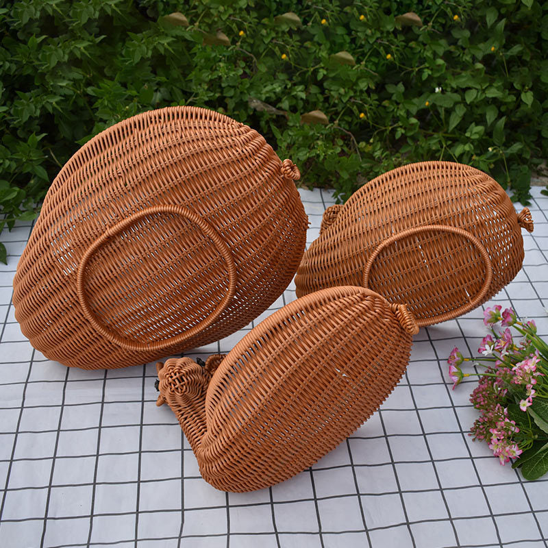 Decorative Woven Animal-Shaped Serving Tray