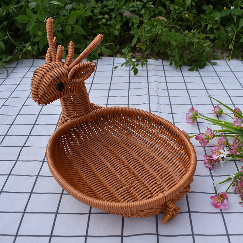 Decorative Woven Animal-Shaped Serving Tray