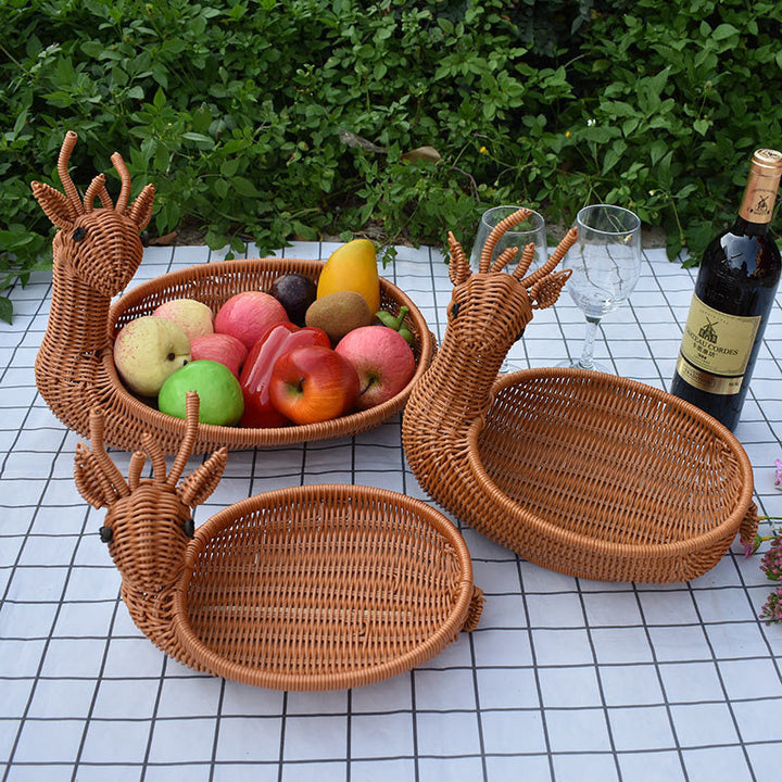 Decorative Woven Animal-Shaped Serving Tray