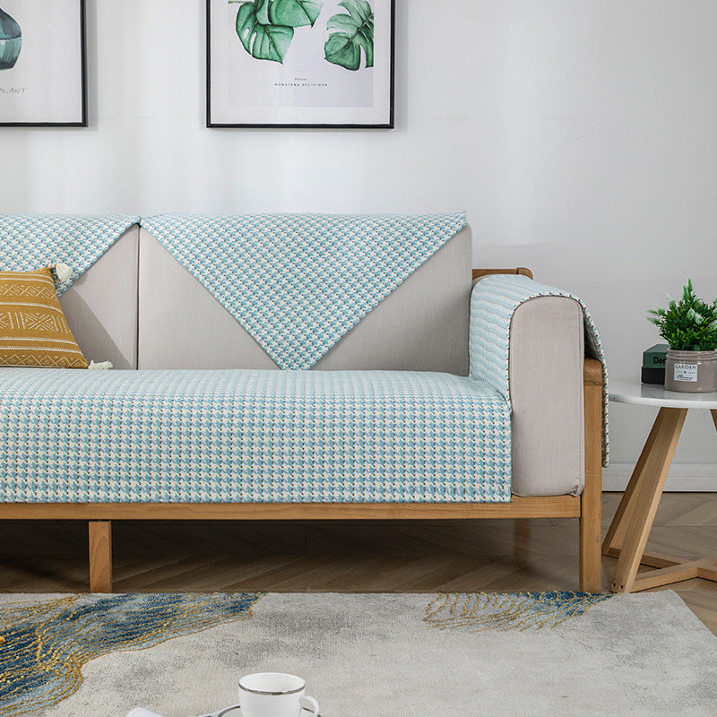 Non-slip sofa cover set with quilted seat cushion and armrest covers