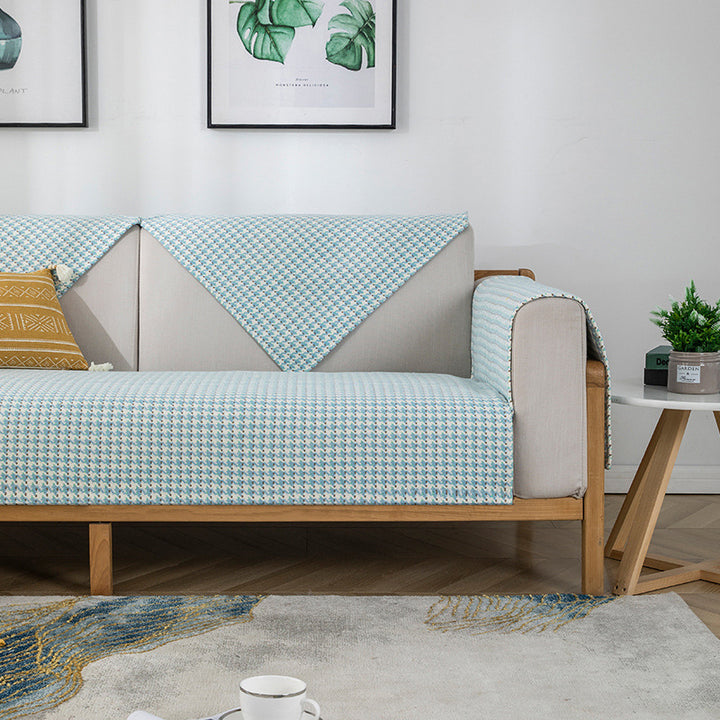 Non-slip sofa cover set with quilted seat cushion and armrest covers