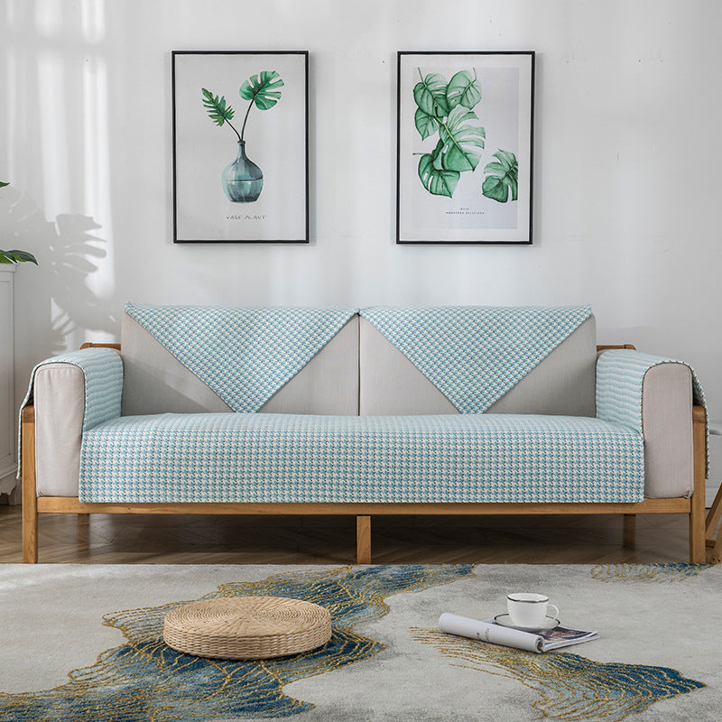 Non-slip sofa cover set with quilted seat cushion and armrest covers