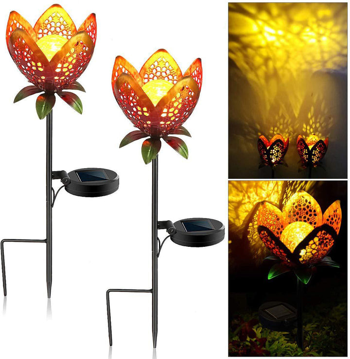 Solar-powered Filigree Crescent Stake Lantern