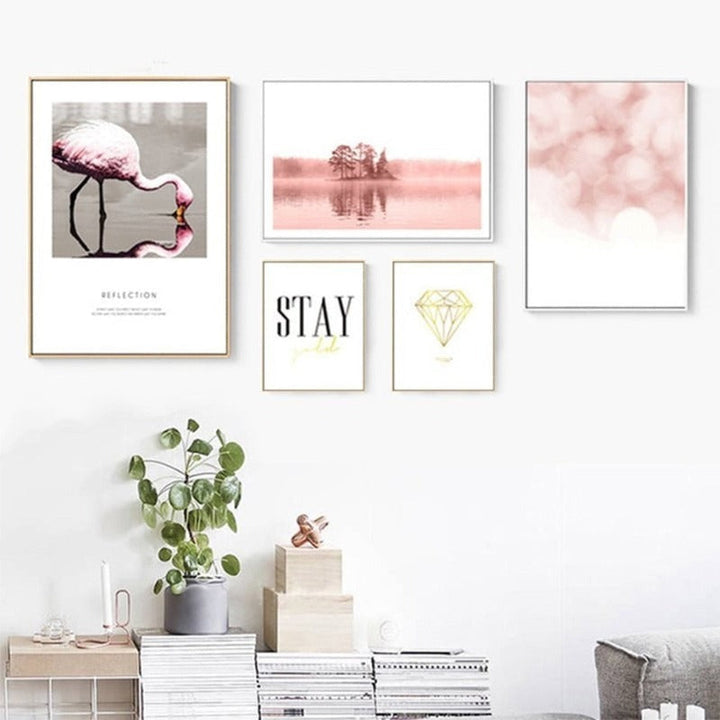 Flamingo Reflection - Canvas Wall Art Painting