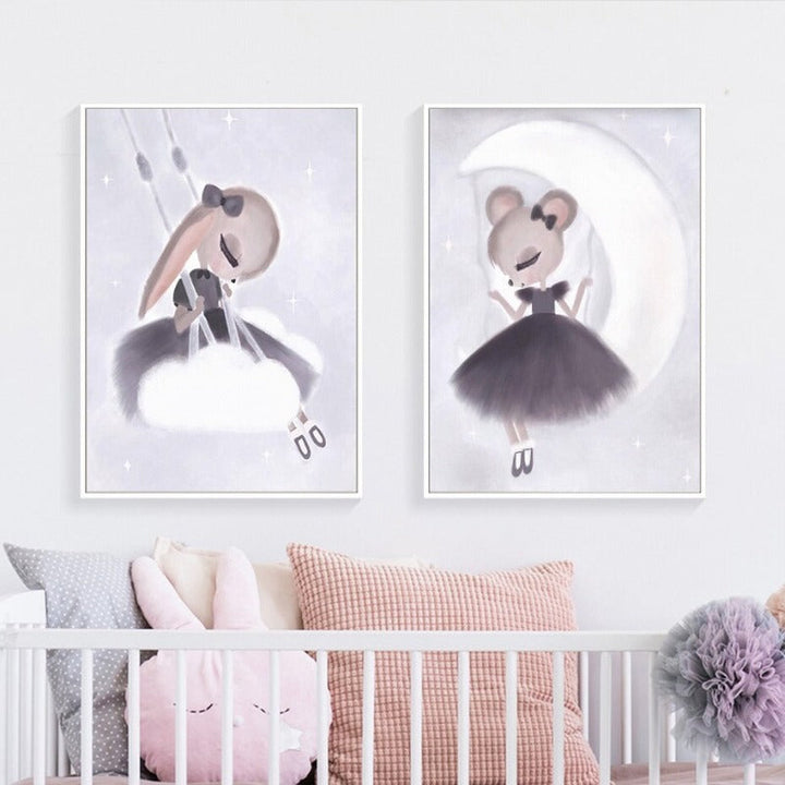 Sweet Pink Unicorn Girls - Canvas Wall Art Painting