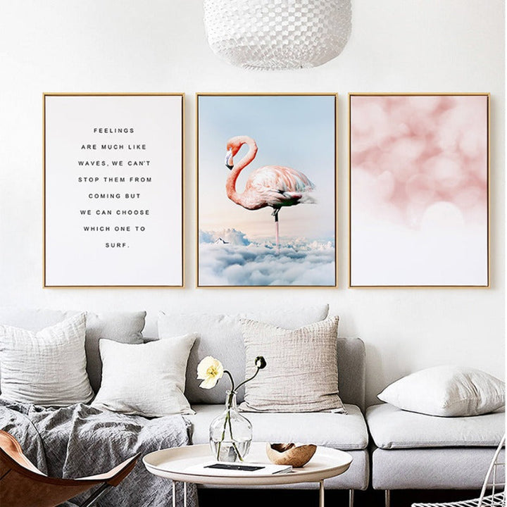Flamingo In Landscape - Canvas Wall Art Painting