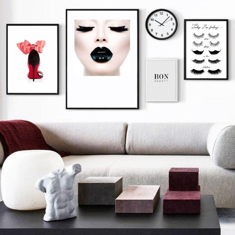 Fashion Makeup Girl Decorative - Canvas Wall Art Painting