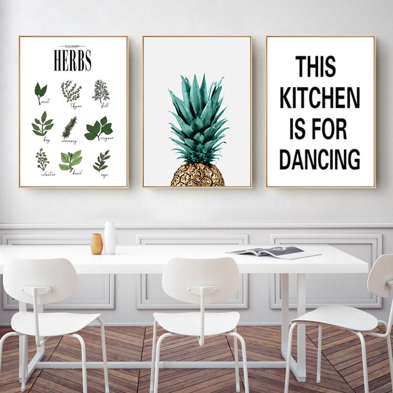 Herbs Poster Botanical Kitchen - Canvas Wall Art Painting