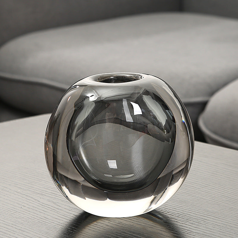 Hand-Blown Smoked Glass Orb Bud Vase