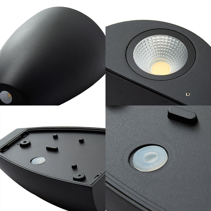 Bullet Shape Wall Mount Light Modern Metal Black/Grey/White LED Up and Down Wall Sconce for Stairway