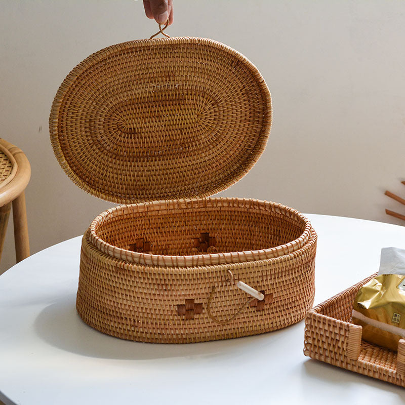 Handcrafted storage basket with double handles