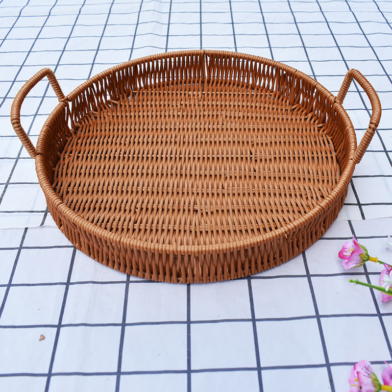 Round Wicker Serving Tray