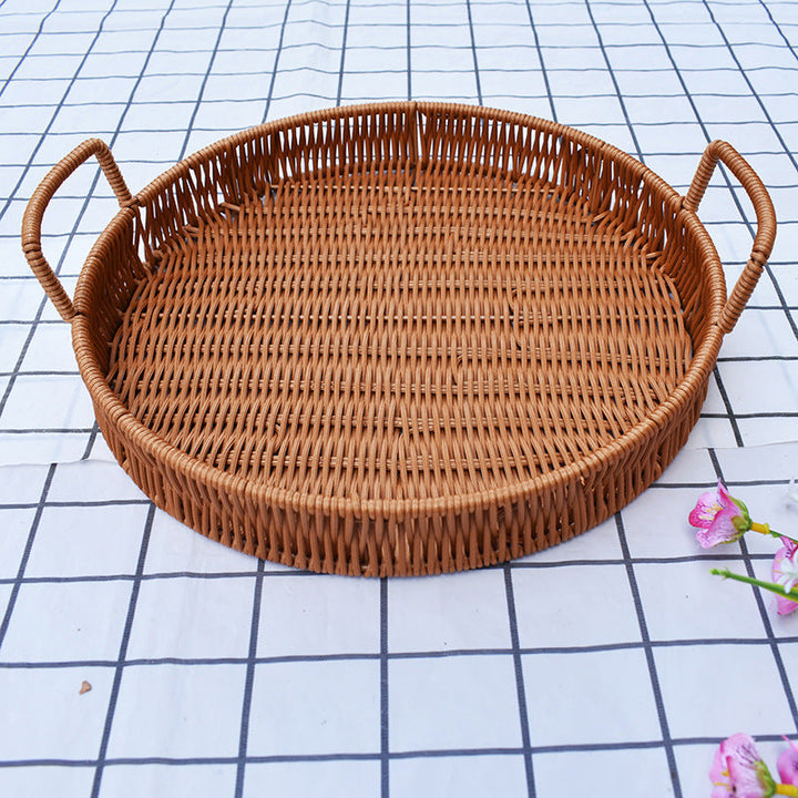 Round Wicker Serving Tray