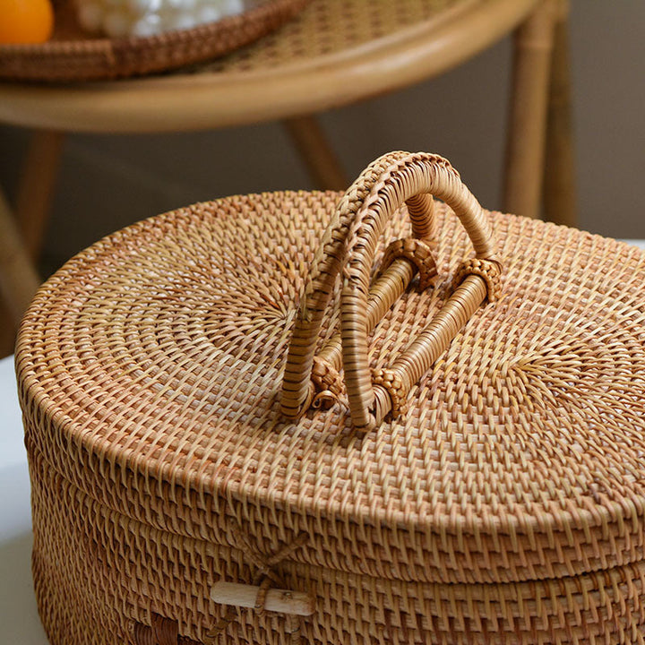 Handcrafted storage basket with double handles