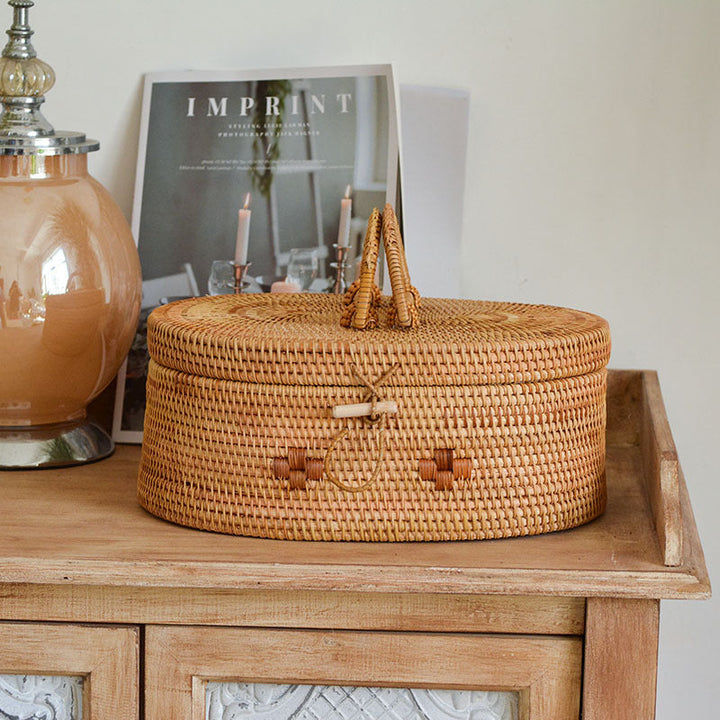 Handcrafted storage basket with double handles