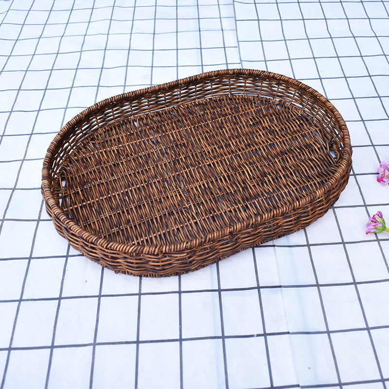 Handcrafted Oval Wicker Serving Basket