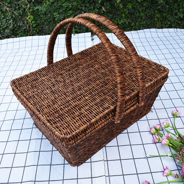 Handcrafted Woven Storage Basket with Lid 1789539601
