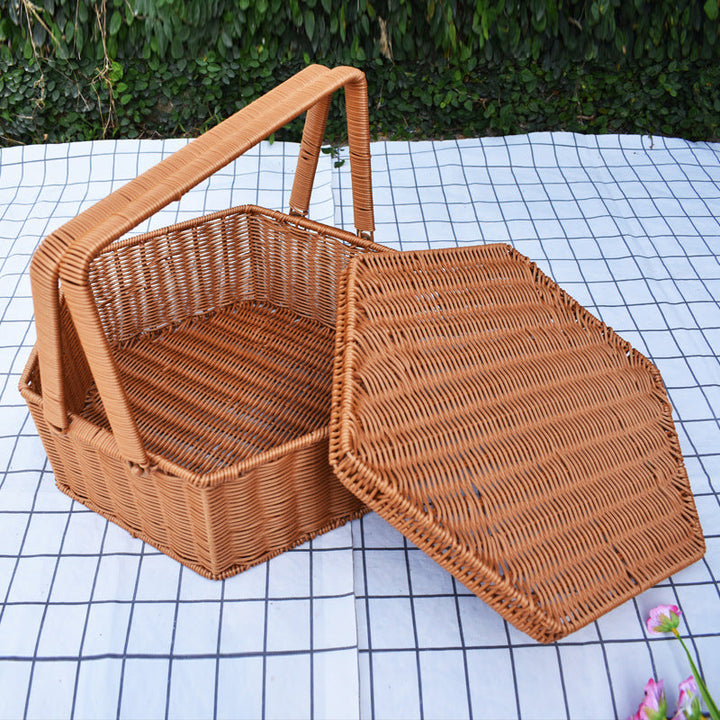 Handcrafted Woven Storage Basket with Lid 1789539601