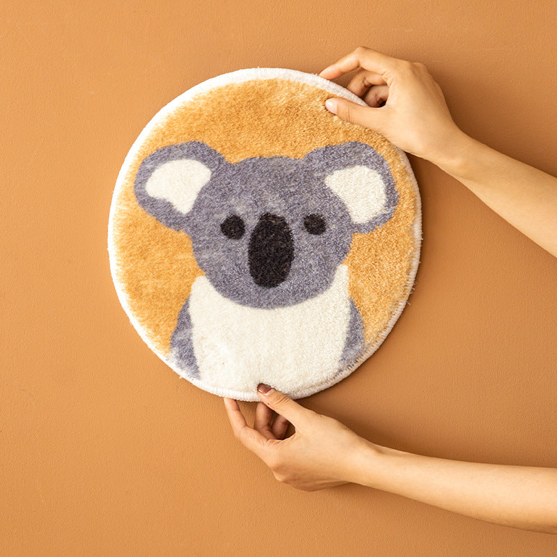 Round microfiber coasters with cute animal motifs and non-slip backing