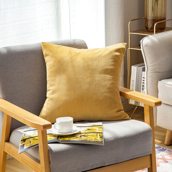 Cord decorative cushion cover with fine ribbed structure and concealed zipper