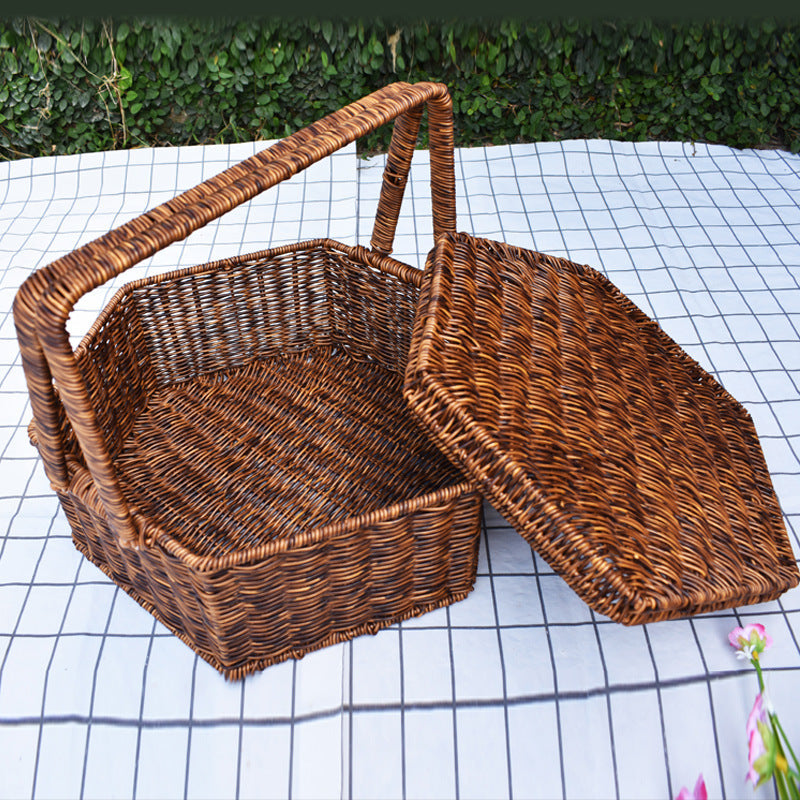 Handcrafted Woven Storage Basket with Lid 1789539601