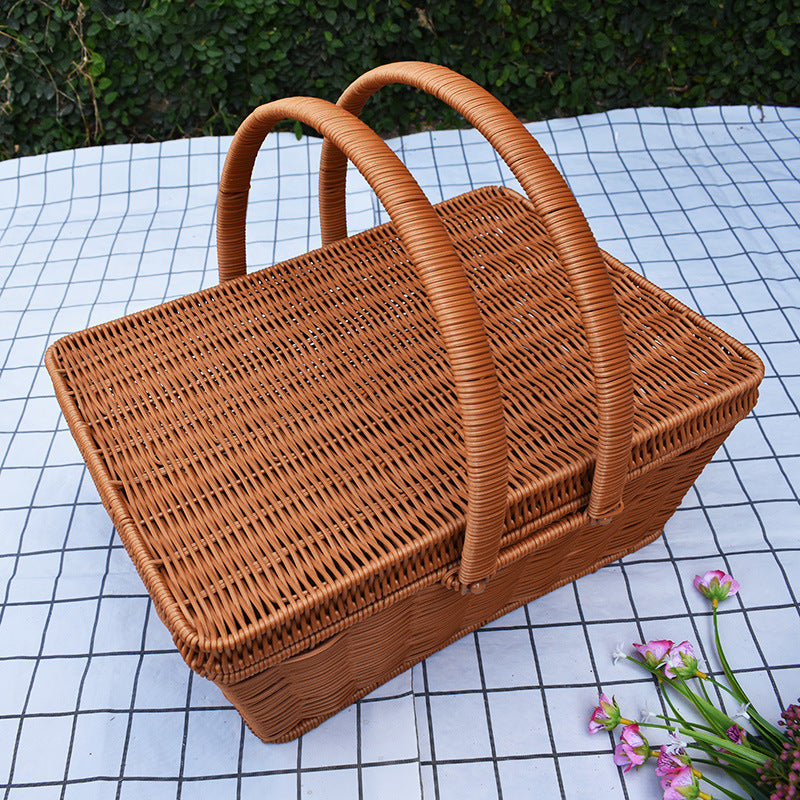 Handcrafted Woven Storage Basket with Lid 1789539601