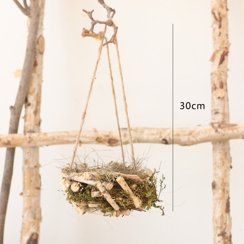 Decorative natural basket made of birch wood