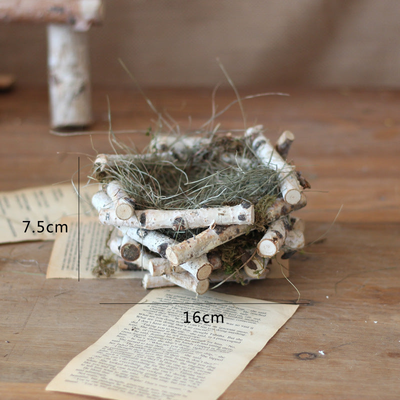 Decorative natural basket made of birch wood
