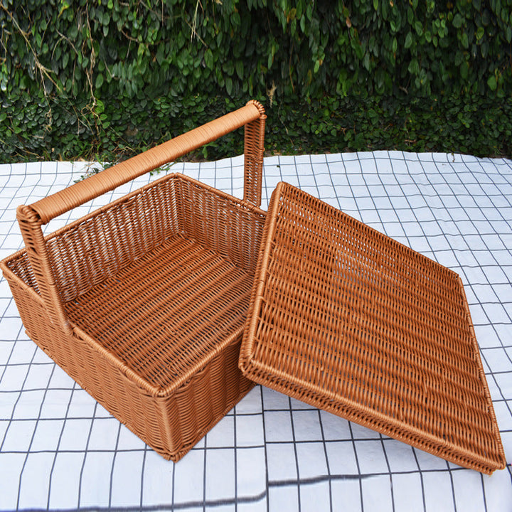 Handcrafted Woven Storage Basket with Lid 1789539601