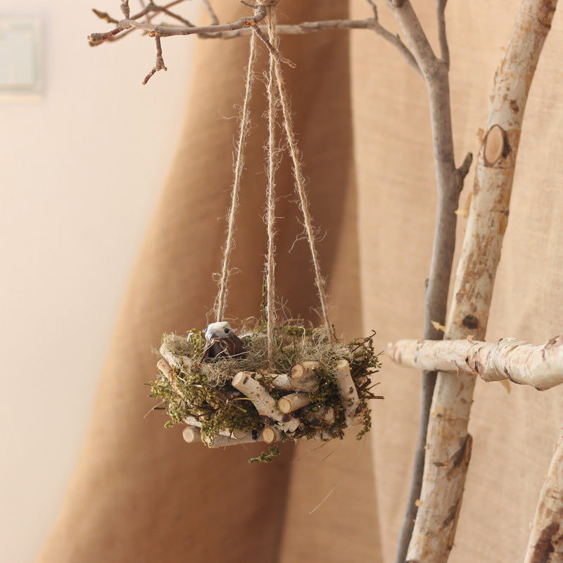 Decorative natural basket made of birch wood
