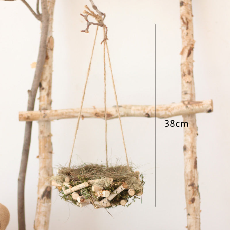 Decorative natural basket made of birch wood
