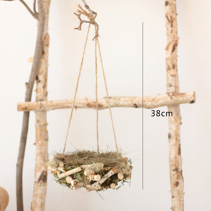 Decorative natural basket made of birch wood