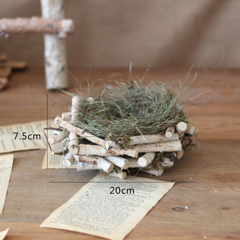 Decorative natural basket made of birch wood