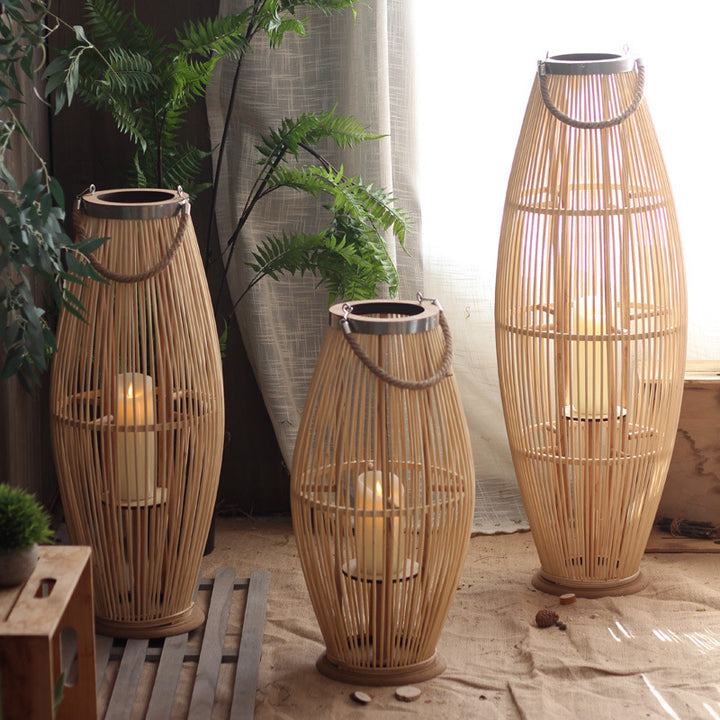 Stylish lantern made of woven material