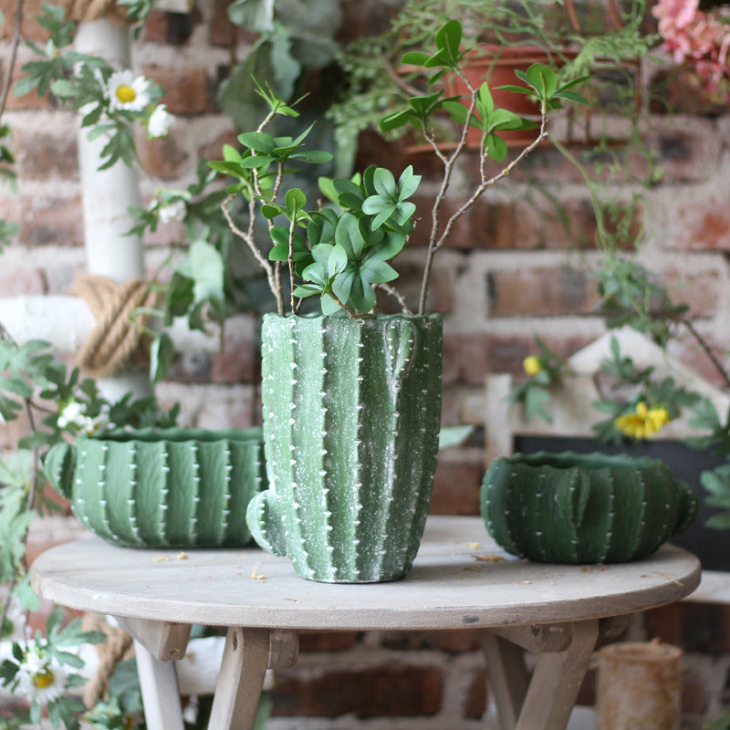 Decorative flower pot in cactus shape