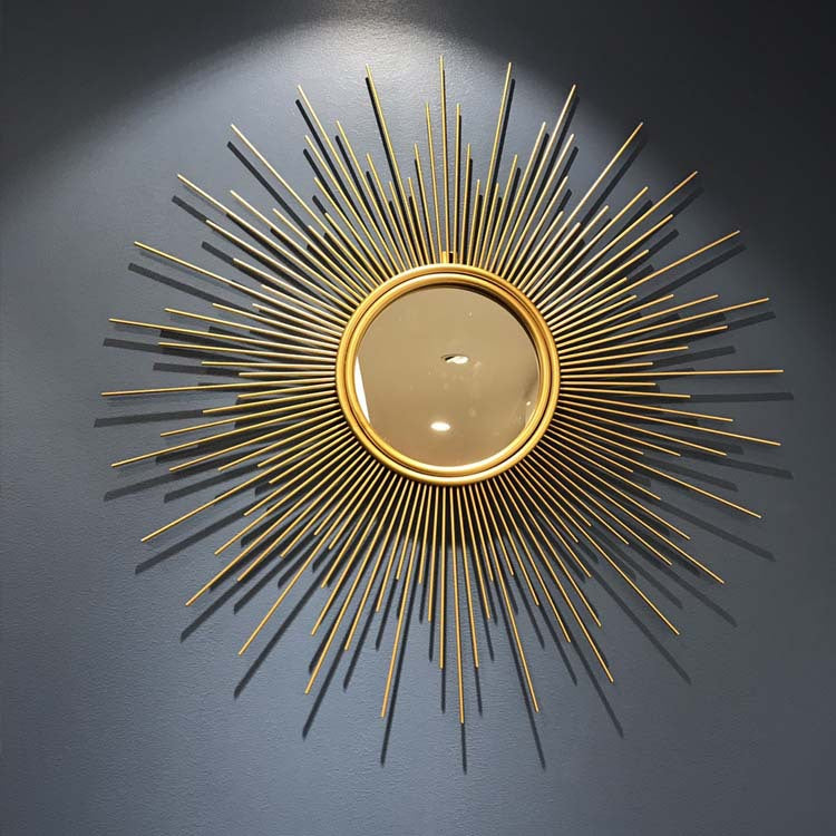 Sunburst Decorative Wall Mirror with Radiating Rays