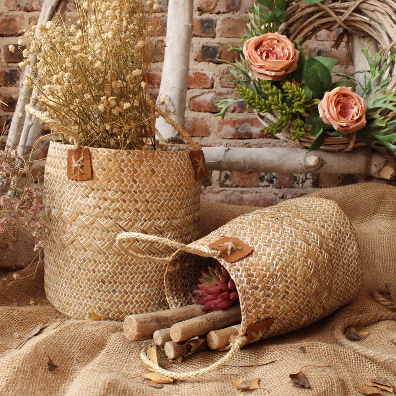 Handcrafted storage basket with natural design