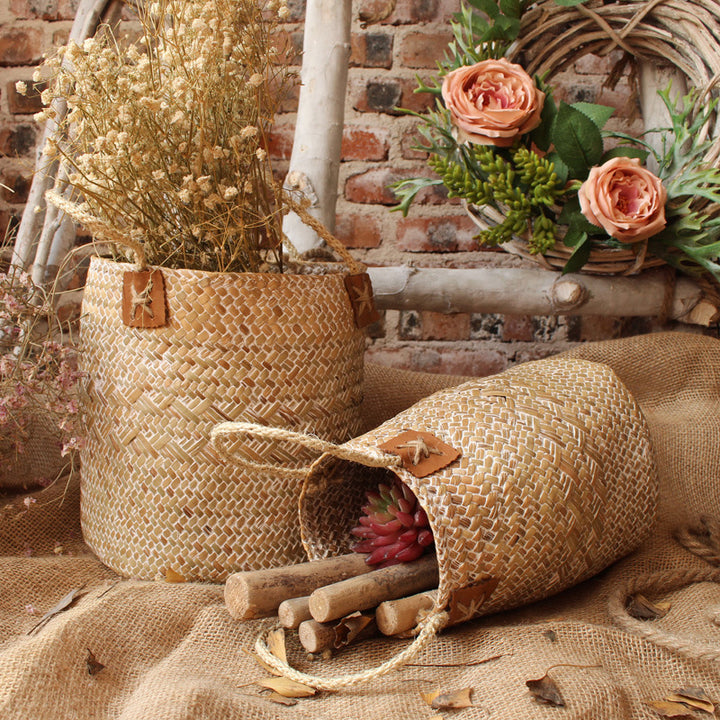 Handcrafted storage basket with natural design