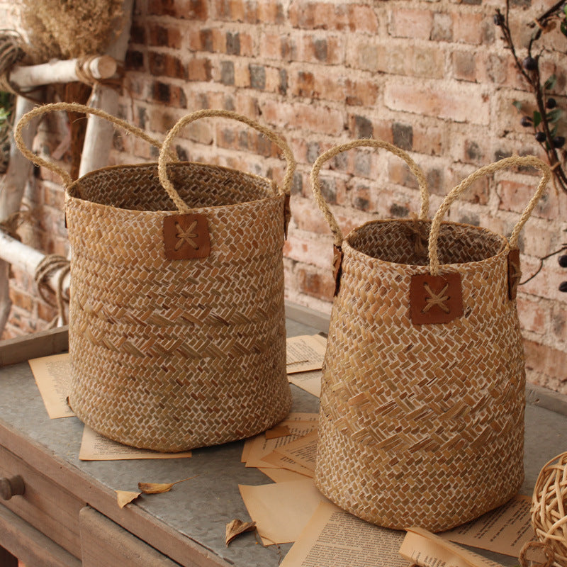 Handcrafted storage basket with natural design