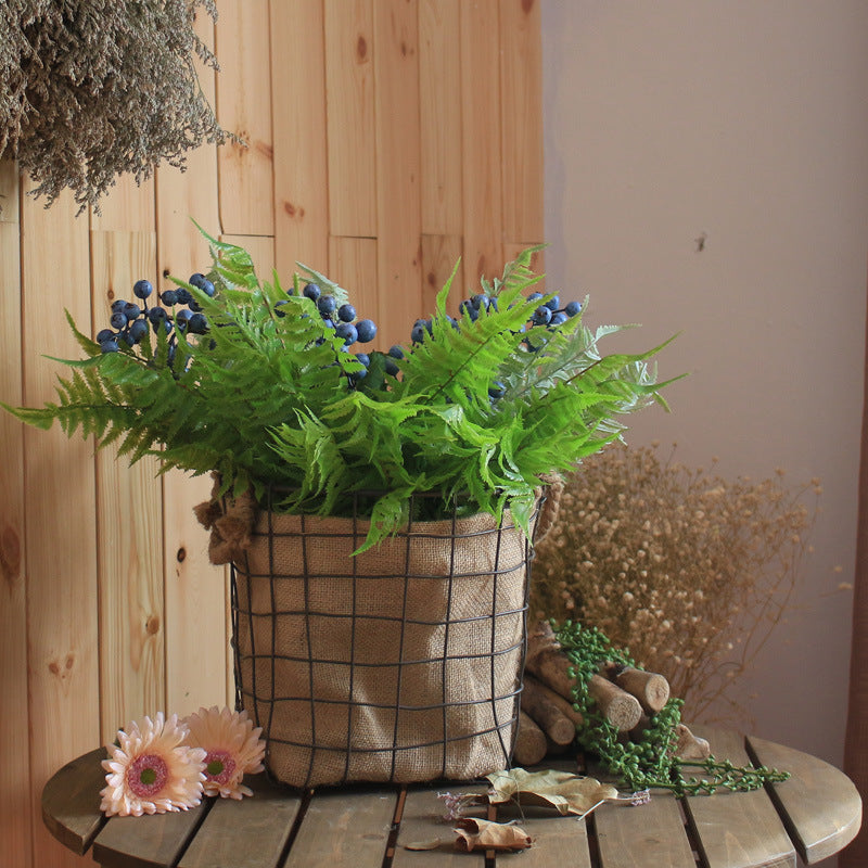 Decorative storage basket with jute lining