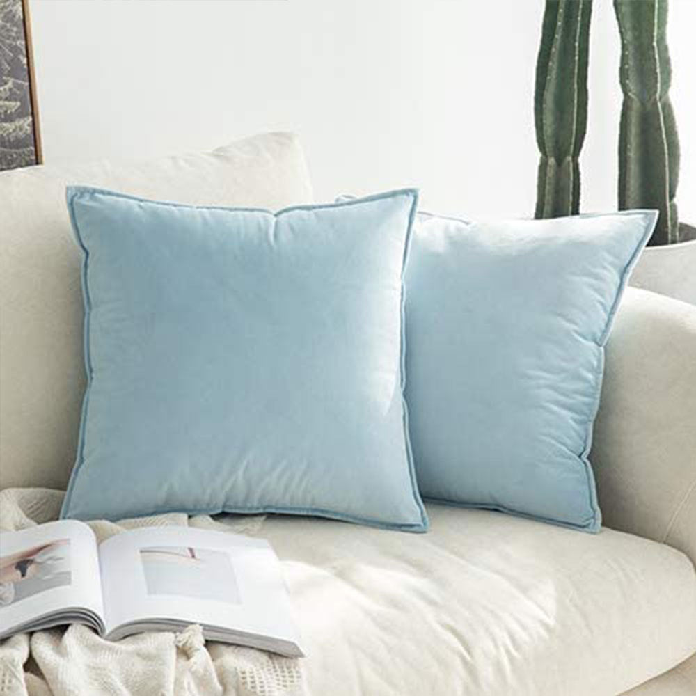 Plush Velvet Square Throw Pillow Set with Hidden Zipper and Down-Alternative Insert