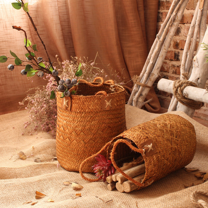 Handcrafted storage basket with natural design