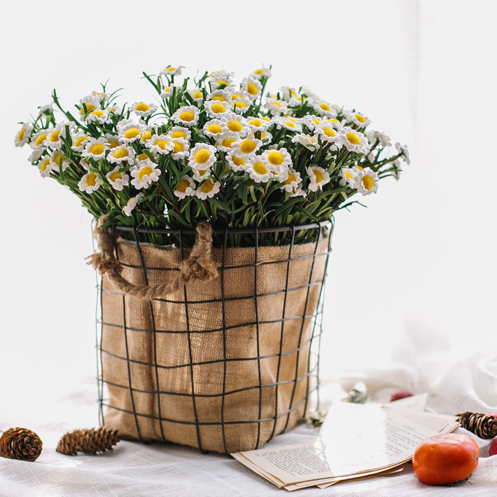 Decorative storage basket with jute lining
