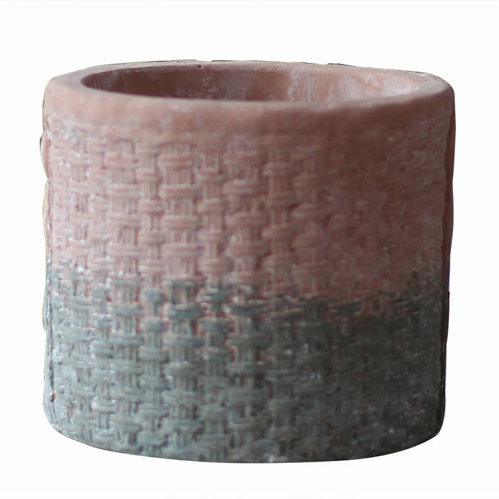 Decorative flower pot with woven design