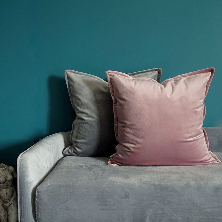 Plush Velvet Square Throw Pillow Set with Hidden Zipper and Down-Alternative Insert