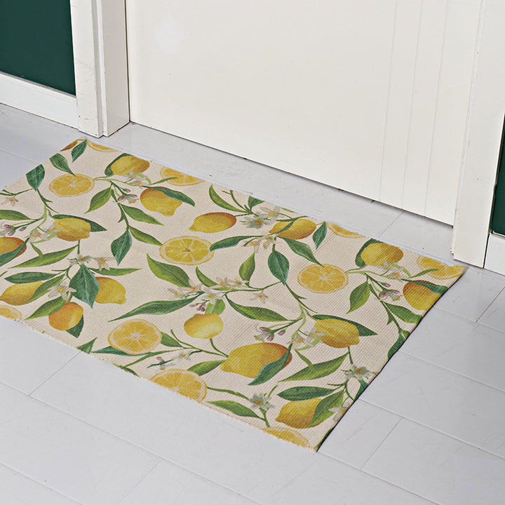 Flat-woven cotton runner with graphic stripe pattern and fringes